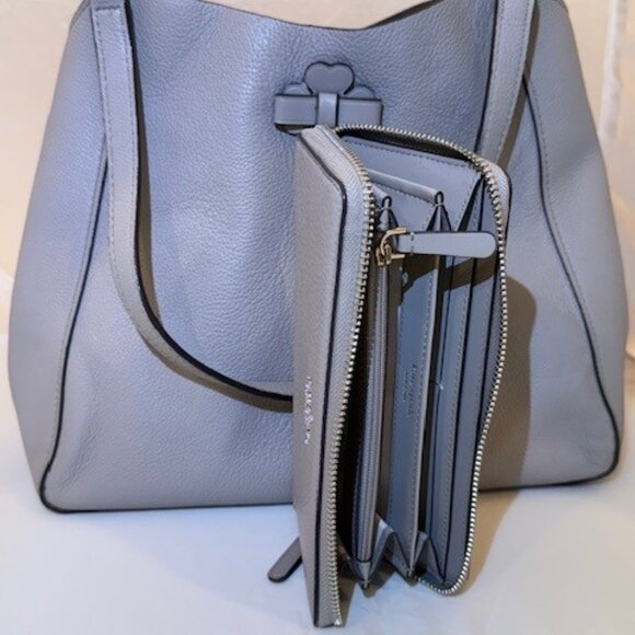 Kate Spade Grey Large Shoulder Bag w/matching wallet - Picture 4 of 4